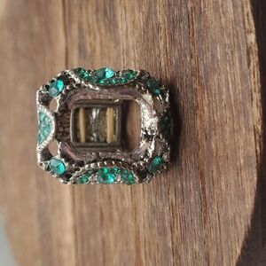 Art deco square emerald cut openwork ring adjustable band stretch‎ R349